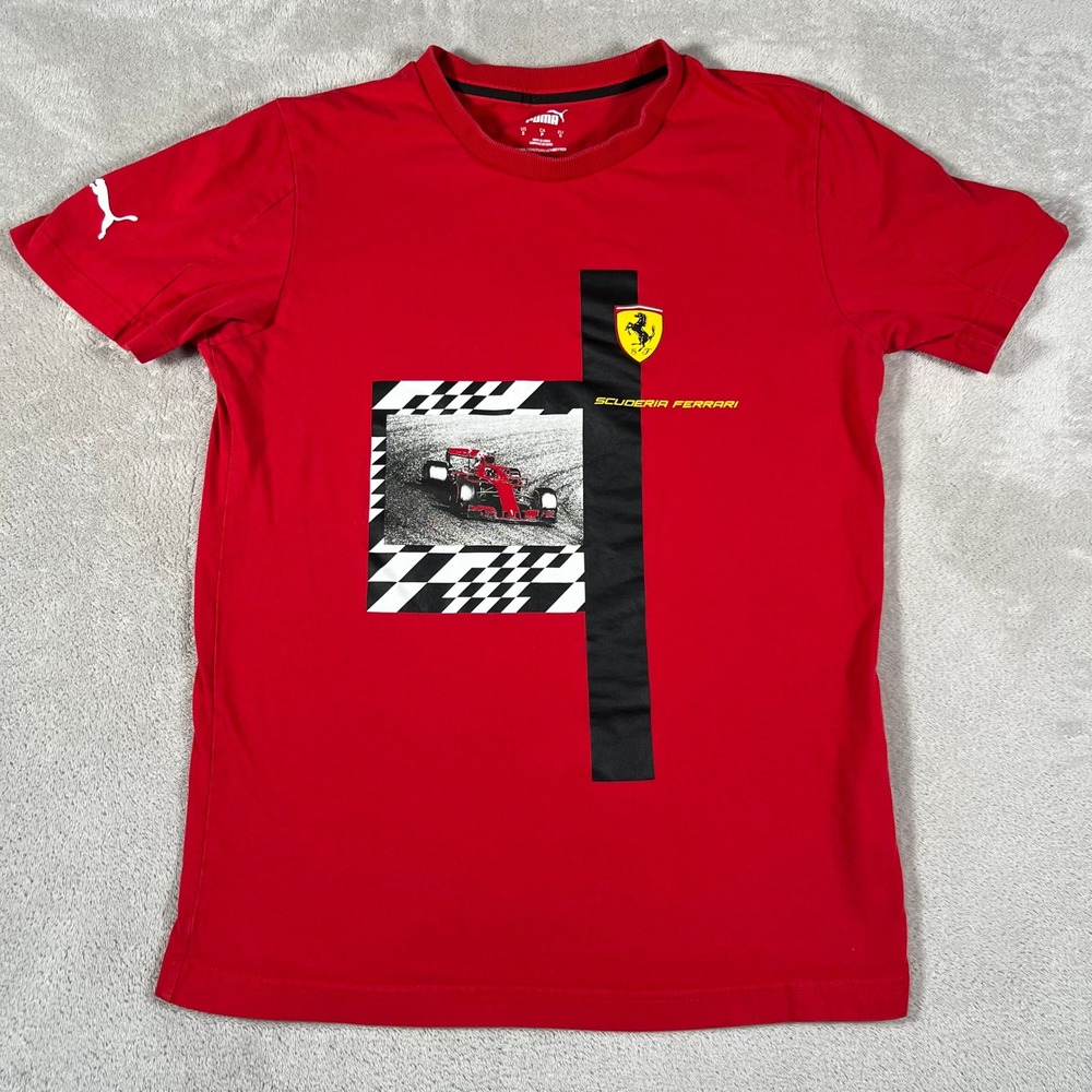 Puma Scuderia Ferrari F1 Racing Graphic T-Shirt Red Short Sleeve Mens Size Small